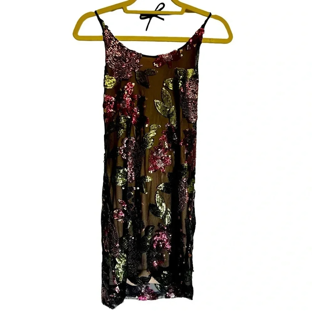 Lovely Day Floral Sequin Halter Dress Size Large‎ Fairycore